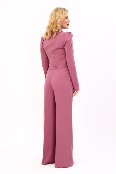 Gömlek Yaka Kısa Ceket & Erkek Yaka Drape Kollu Kısa Ceket-Rose