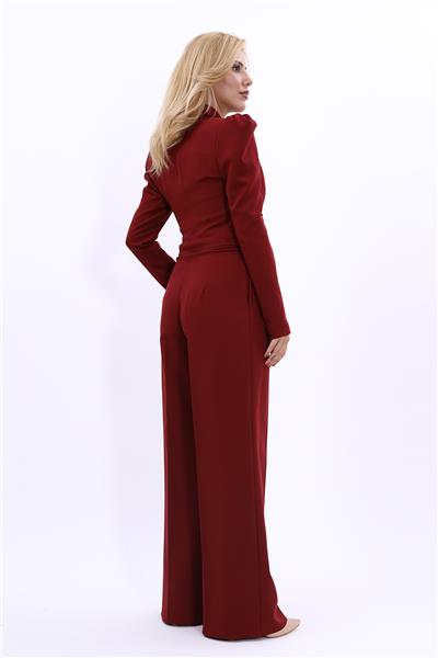 Gömlek Yaka Kısa Ceket & Erkek Yaka Drape Kollu Kısa Ceket-Bordo