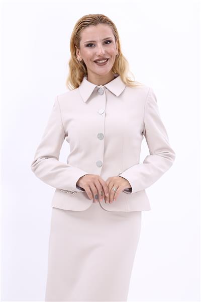 Gömlek Yaka Klasik Ceket-Bej
