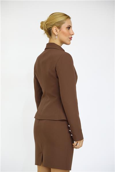 Gömlek Yaka Klasik Ceket-Kestane