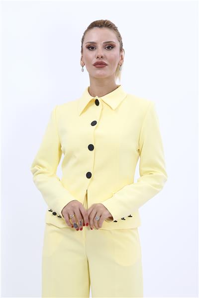 Gömlek Yaka Klasik Ceket-Sarı