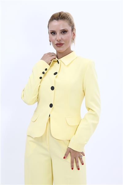Gömlek Yaka Klasik Ceket-Sarı