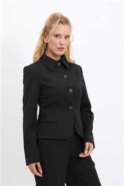 Gömlek Yaka Klasik Ceket-Siyah
