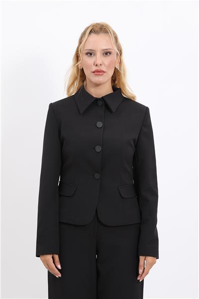 Gömlek Yaka Klasik Ceket-Siyah