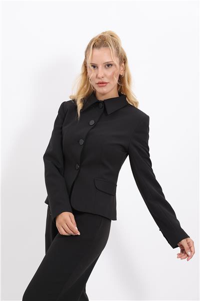 Gömlek Yaka Klasik Ceket-Siyah