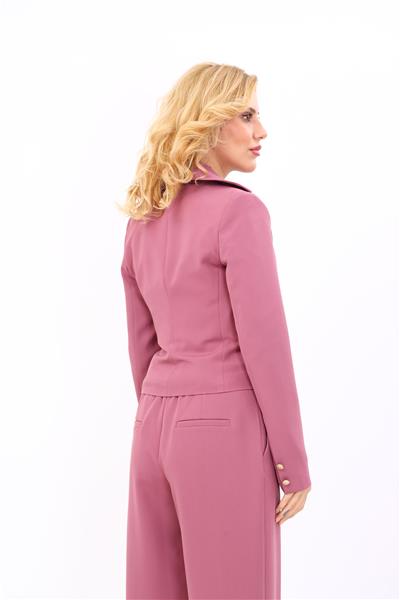 Gömlek Yaka Kuruvaze Kısa Ceket-Rose