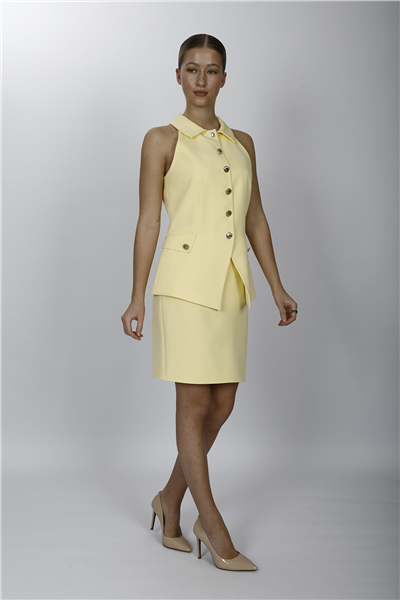 GÖMLEK YAKA MODELLİ YELEK TAKIM 1535502-Sarı