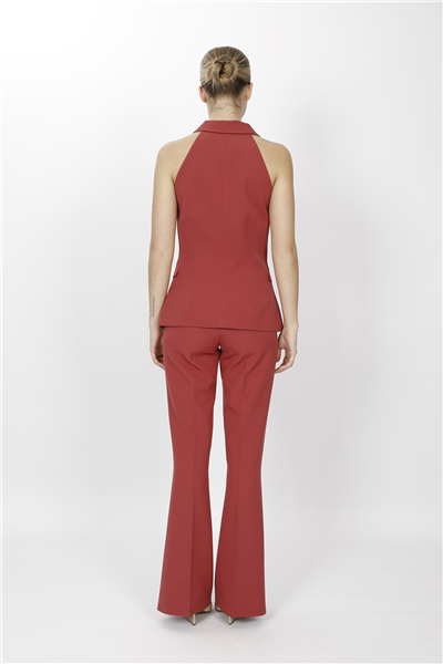 GÖMLEK YAKA MODELLİ YELEK TAKIM 1535506-Kiremit