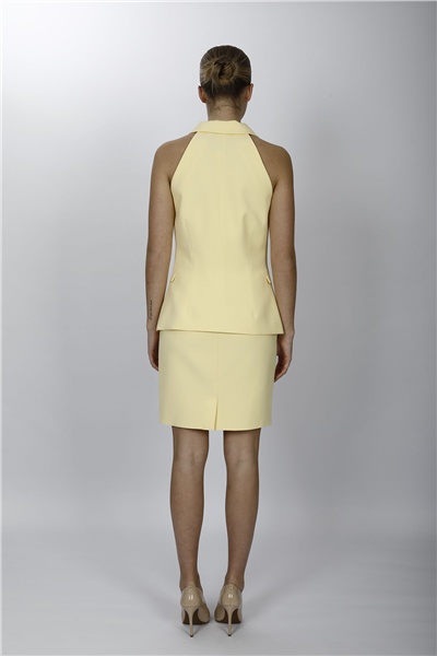 GÖMLEK YAKA MODELLİ YELEK TAKIM 1535502-Sarı