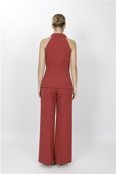 GÖMLEK YAKA MODELLİ YELEK TAKIM 1535522-Kiremit