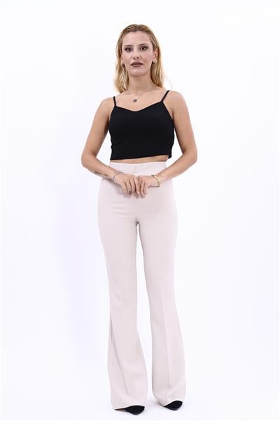 İspanyol Paça Pantolon-Bej