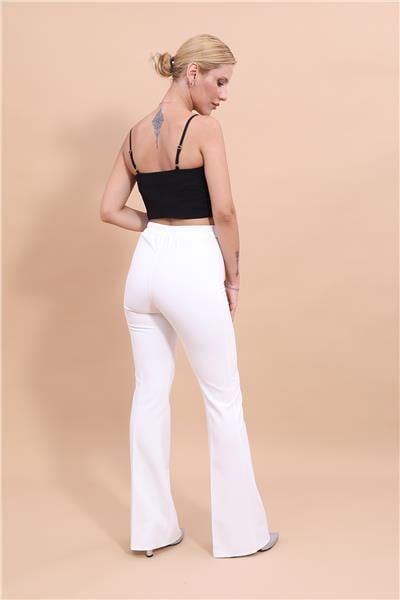 İspanyol Paça Pantolon-Beyaz - 5003100