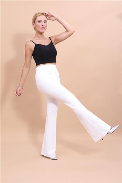 İspanyol Paça Pantolon-Beyaz - 5003100