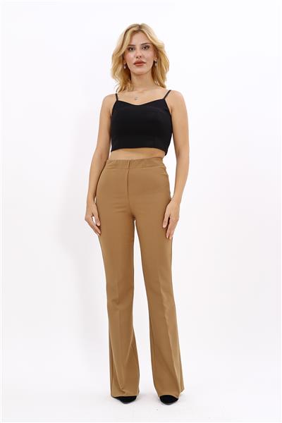 İspanyol Paça Pantolon-Camel