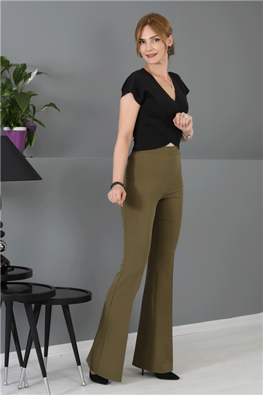 İspanyol Paça Pantolon-Haki