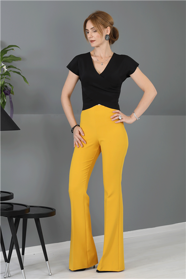 İspanyol Paça Pantolon-Hardal - 5003100