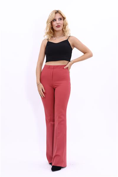 İspanyol Paça Pantolon-Kiremit