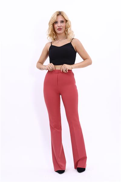 İspanyol Paça Pantolon-Kiremit