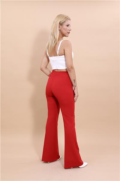 İspanyol Paça Pantolon-Kırmızı