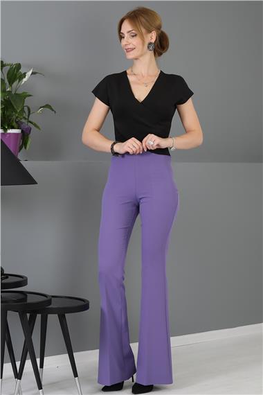 İspanyol Paça Pantolon-Lila