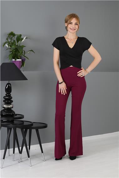 İspanyol Paça Pantolon-Mürdüm