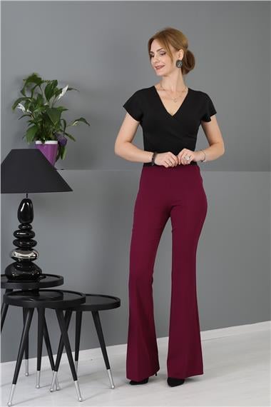 İspanyol Paça Pantolon-Mürdüm