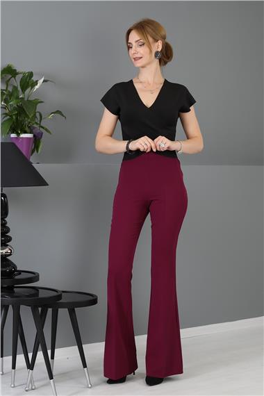 İspanyol Paça Pantolon-Mürdüm