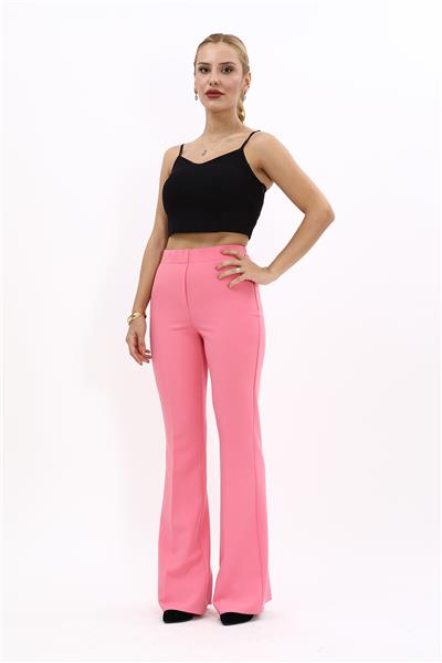 İspanyol Paça Pantolon-Pembe