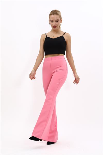 İspanyol Paça Pantolon-Pembe
