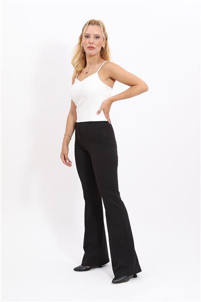 İspanyol Paça Pantolon-Siyah