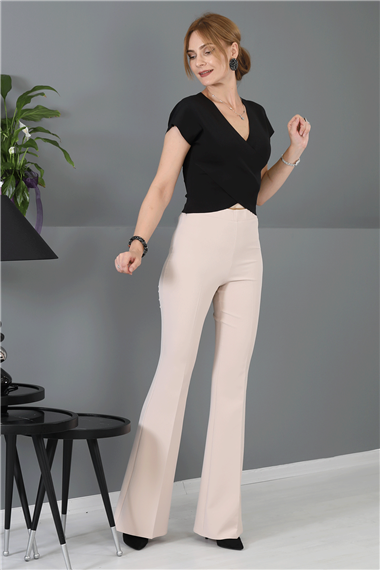 İspanyol Paça Pantolon-Vizon