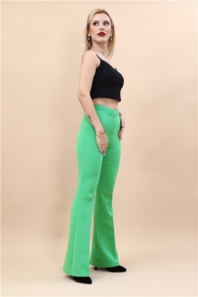 İspanyol Paça Pantolon-Yeşil