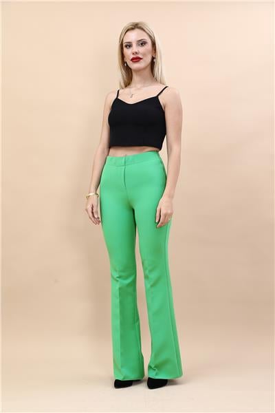 İspanyol Paça Pantolon-Yeşil
