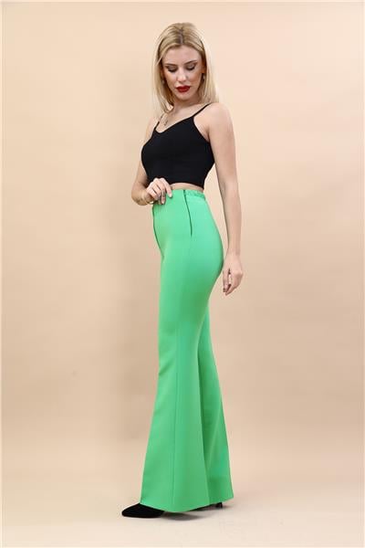 İspanyol Paça Pantolon-Yeşil