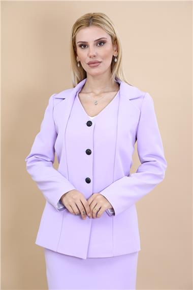 Erkek Yaka Yelek Ceket-Menekşe