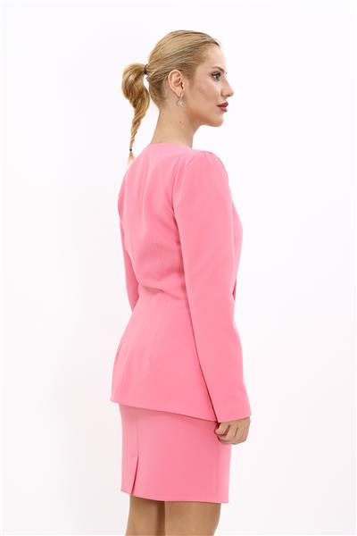 Kare Yaka Ceket-Pembe