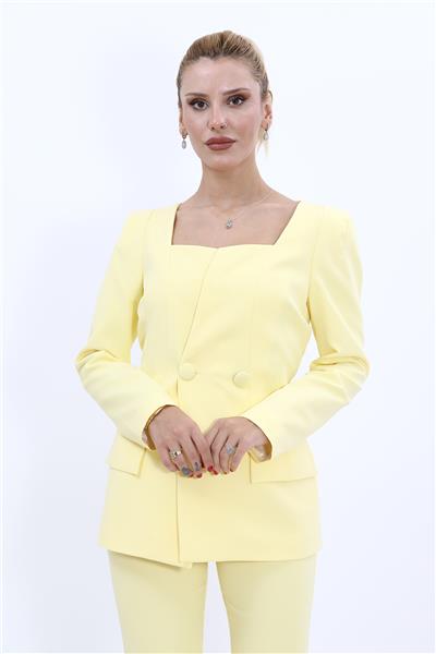 Kare Yaka Ceket-Sarı