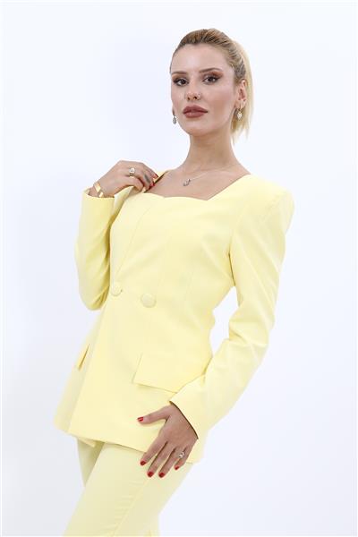 Kare Yaka Ceket-Sarı