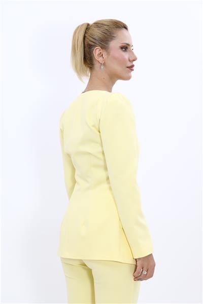 Kare Yaka Ceket-Sarı
