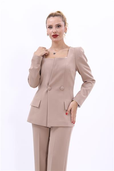 Kare Yaka Ceket-Taş