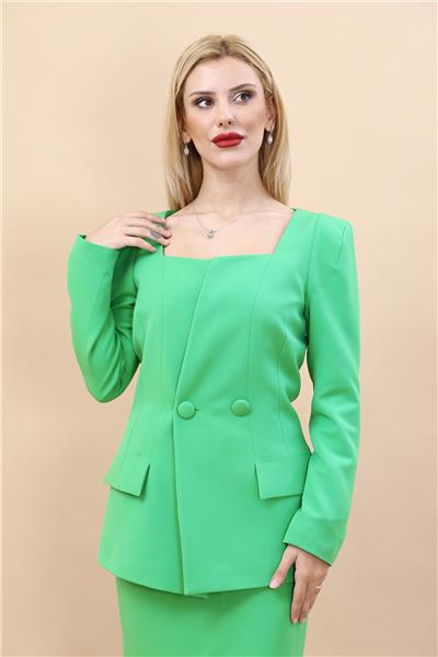 Kare Yaka Ceket-Yeşil