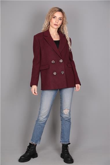 Kaşe Blazer Ceket-Bordo