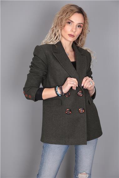 Kaşe Blazer Ceket-Haki