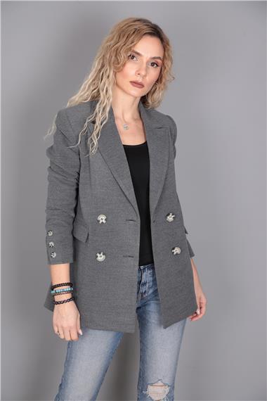 Kaşe Oversıze Blazer Ceket-Antrasit