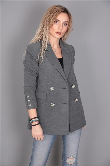 Kaşe Oversıze Blazer Ceket-Antrasit