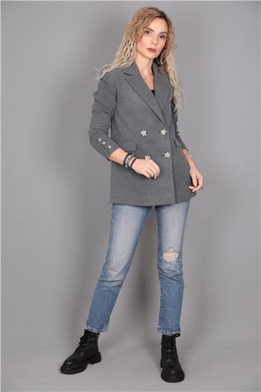 Kaşe Oversıze Blazer Ceket-Antrasit