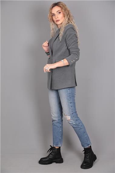 Kaşe Oversıze Blazer Ceket-Antrasit