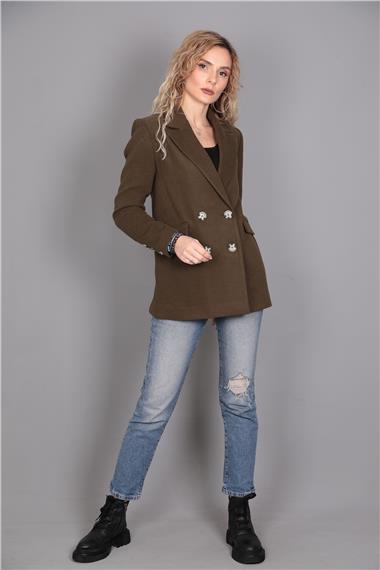 Kaşe Oversıze Blazer Ceket-Haki