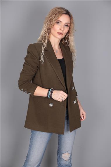 Kaşe Oversıze Blazer Ceket-Haki