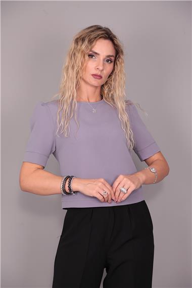 Kayık Yaka Kısa Kol Bluz-Antrasit